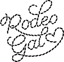 Rodeo Gal. Beautiful rope and heart shaped writing.