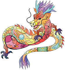 Zentangle dragon. Hand drawn decorative vector illustration