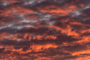 A beautiful red clouded sky background at sunset