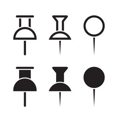 Push pin, thumbtack icon set collection vector in flat style