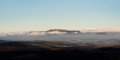 Aerial view of Arenig Fawr mountains of Snowdonia in Wales