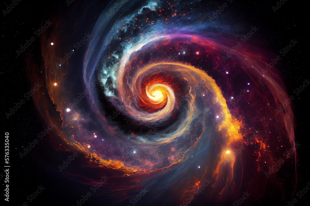 Wall mural colorful abstract spiral galaxy in space. generative ai