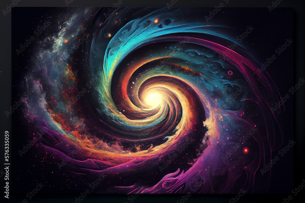 Wall mural colorful abstract spiral galaxy in space. generative ai