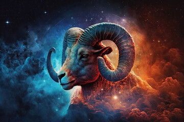 Aries zodiac sign in cosmos, generative AI