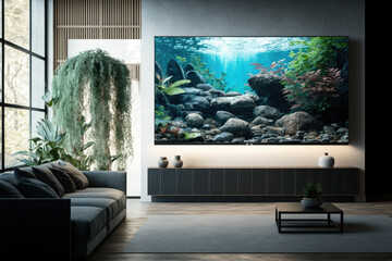 Modern living room interior, generative AI