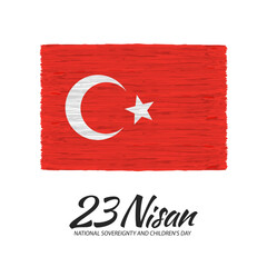 Vector Illustration of 23 April, National sovereignty and children's day. Celebration banner. Turkey flag

