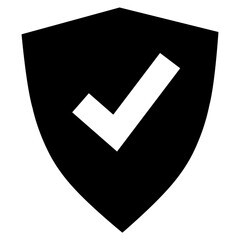 check mark icon with shield vector design.