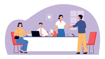 Bank service employees and clients, financial consultation