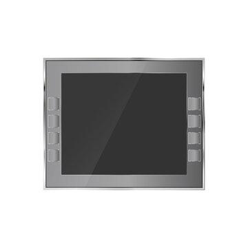 Industrial personal computer. Front view, vector illustration.