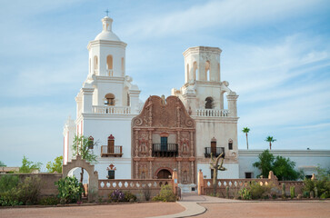 Fototapeta na wymiar Up Close View of Mission San Xavier del Bac