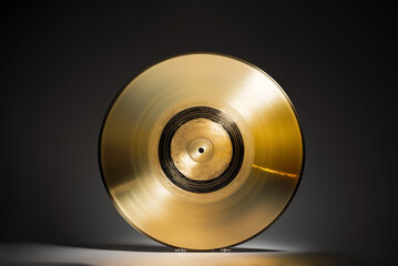 Golden Vinyl Record. Illustrative Generative AI.