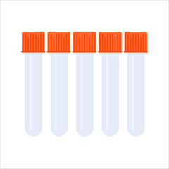 Empty laboratory test tubes for blood collection or laboratory research. Scientific and medical concept. Vector illustration.
