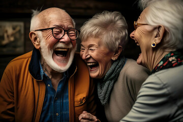 Grandparents having a laugh together-Ai generated image - obrazy, fototapety, plakaty