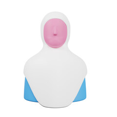 3d Muslim Woman. icon isolated on white background. 3d rendering illustration
