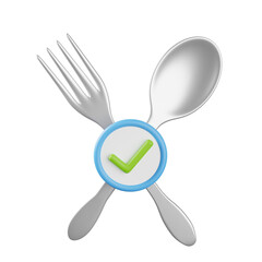 3d Eat Time. icon isolated on white background. 3d rendering illustration