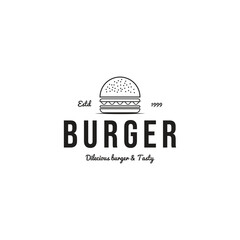 Burger vintage logo design template