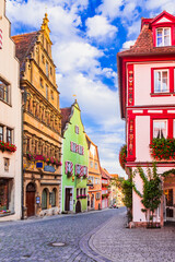 Fototapeta premium Rothenburg ob der Tauber, Germany. Historical city in Bavaria, Romantic Road route.