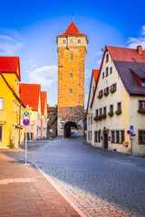 Obraz premium Rothenburg ob der Tauber and Roeder Gate, Germany. Franconia historical region in Bavaria, Romantic Road route.