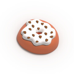 Glazed Donut 3d rendered realistic design set of elements. Sweet food, donuts with sprinkle. 3d Render illustration isolated on white background with alpha channel.