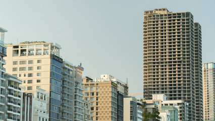 Fototapeta na wymiar Urban development, skyscrapers against the sky, infrastructure of the city