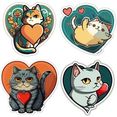 Fototapeta premium Cute cats vector sticker created with AI generative Technology