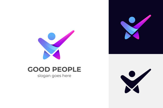 Business Success People Check Logo Design, Human Good Service Icon Symbol, Analysis Health Check Logo Element. Coach Logo Symbol