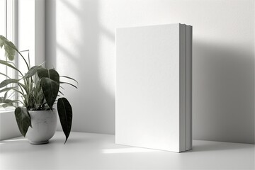 hard texture book cover mockup white book on desk concept, Generative AI