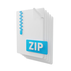 3d Zip File .icon isolated on white background. 3d rendering illustration
