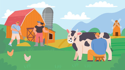 Obraz na płótnie Canvas Farm life, agriculture and farmland, countryside farming