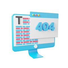 3d 404 error .icon isolated on white background. 3d rendering illustration