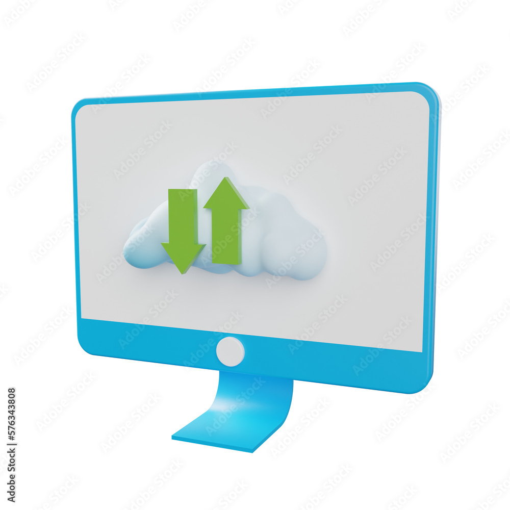 Poster 3d cloud upload and download. icon isolated on white background. 3d rendering illustration