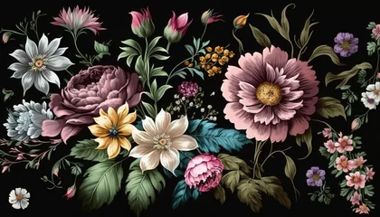 Zelfklevend Fotobehang Floral pattern with dainty flowers and bold blooms. AI generative. © Jardel Bassi