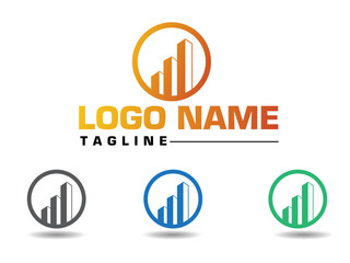 Financial logo design. Level logo. Business. Real Estate. Building. Home icon. Cirle. premium. Business financial. Vector art