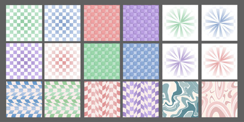 Groovy Backgrounds Collection. Y2k aesthetic. Funky Minimal Geometric Backdrops Collection.