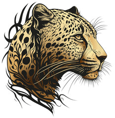 Portrait of a leopard from the side. Vintage Style - 576345459