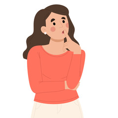 Illustration of thinking woman