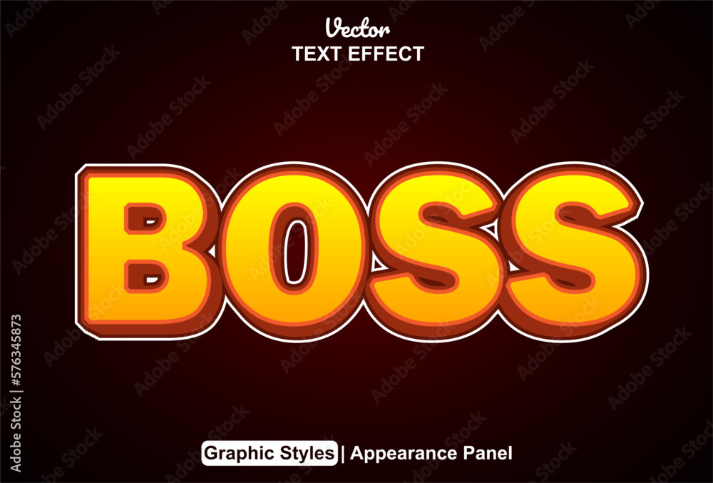 Poster boss text effect with graphic style and editable.