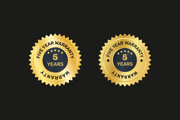 Five years warranty golden labels and badges.