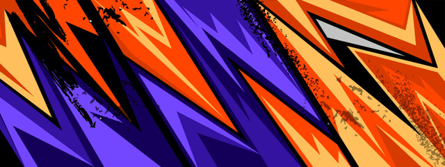 Abstract orange and purple car decal wrap shape geometric design vector.