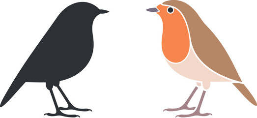 Robin bird logo. Isolated robin bird on white background
