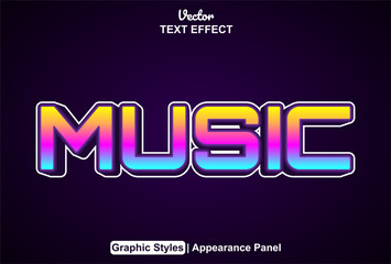 music text effect with graphic style and editable.