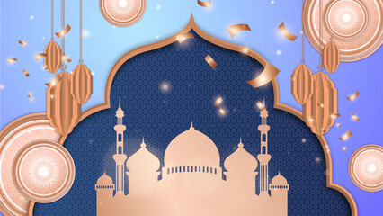 Calligraphic Crescent Muslim Vector Background for Ramadan Festival