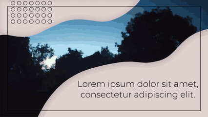 A poster with a title and a photo in the background. Minimalism