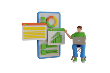 3d business. icon isolated on white background. 3d rendering illustration