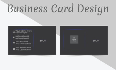 luxurious and Clean Business card Template with shadow.  Horizontal orientation White and Black color Business Card with QR code holder .