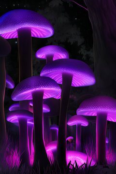 Hongos morados bioluminicentes