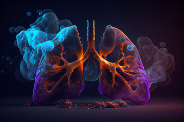 Lungs illustration, with steam rising. Generative Ai