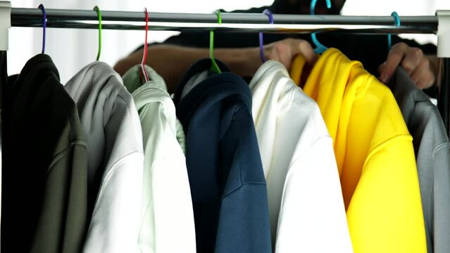 Clothing store wardrobe . Discount in retail store