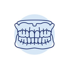 False teeth line icon. Dental prosthetic.