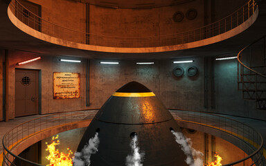 Nuclear silo for the launch of an atomic rocket © denisik11